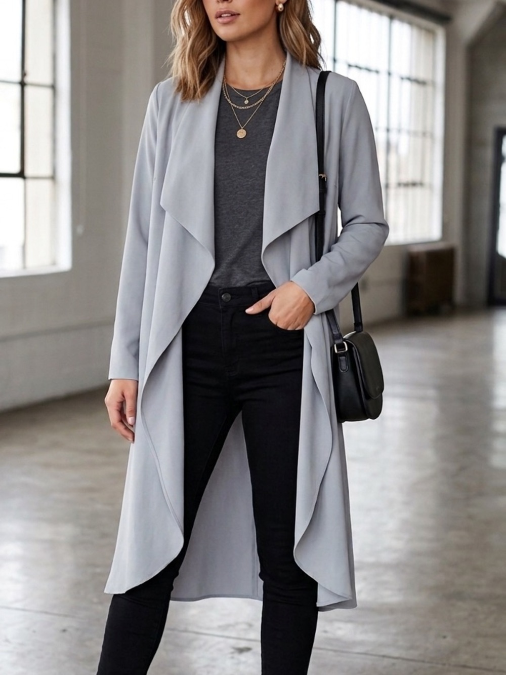 Boohoo Light Gray Knit Open Cardigan S-M